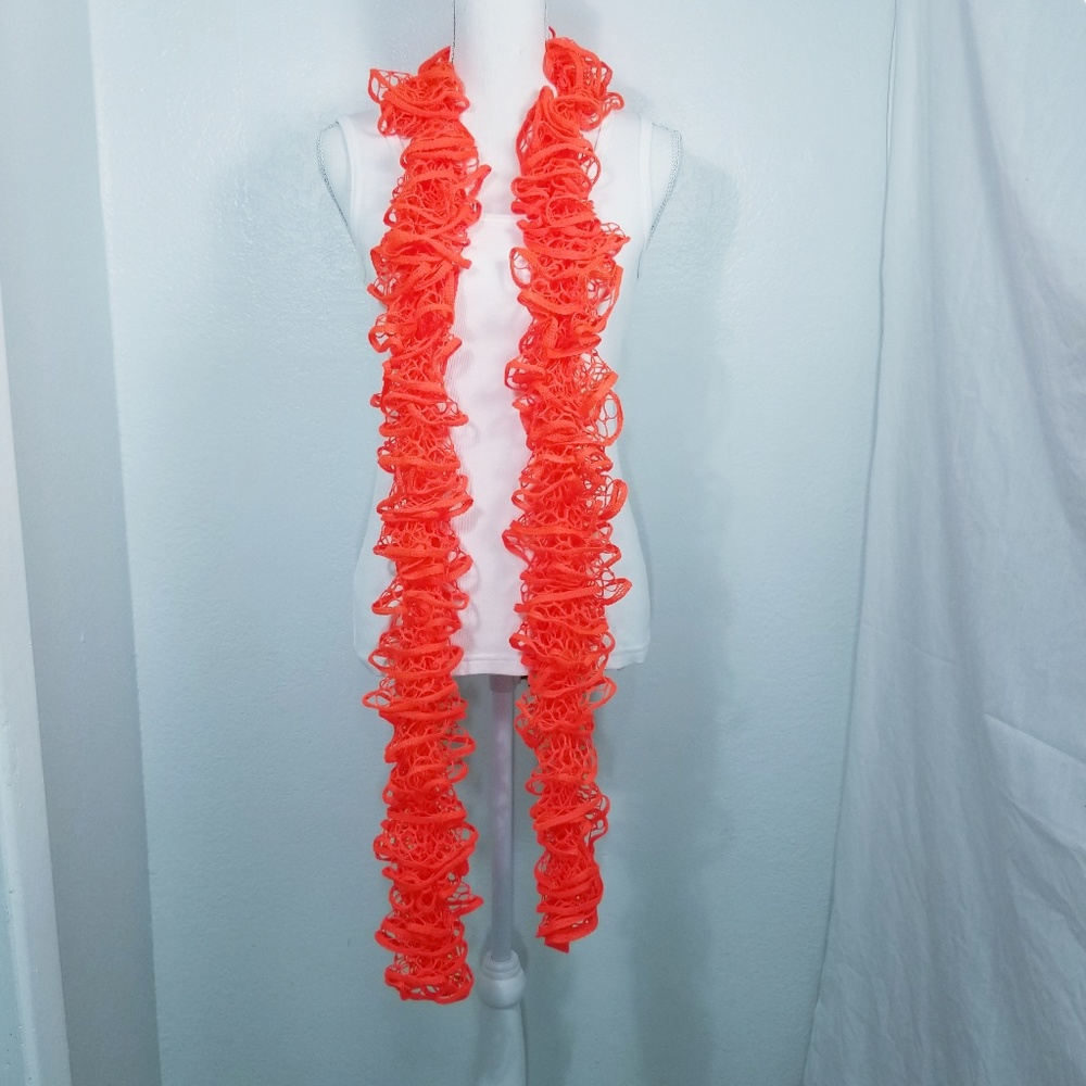 Handmade Ruffle Scarf Bright Orange NEW